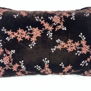 23 X 13 Bella Notte Raisin Velvet  Floral Bolster Pillow Plus Down Pillow Insert